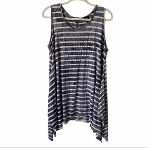 LLa Vanya Large Sleeveless Blue and White Striped Top